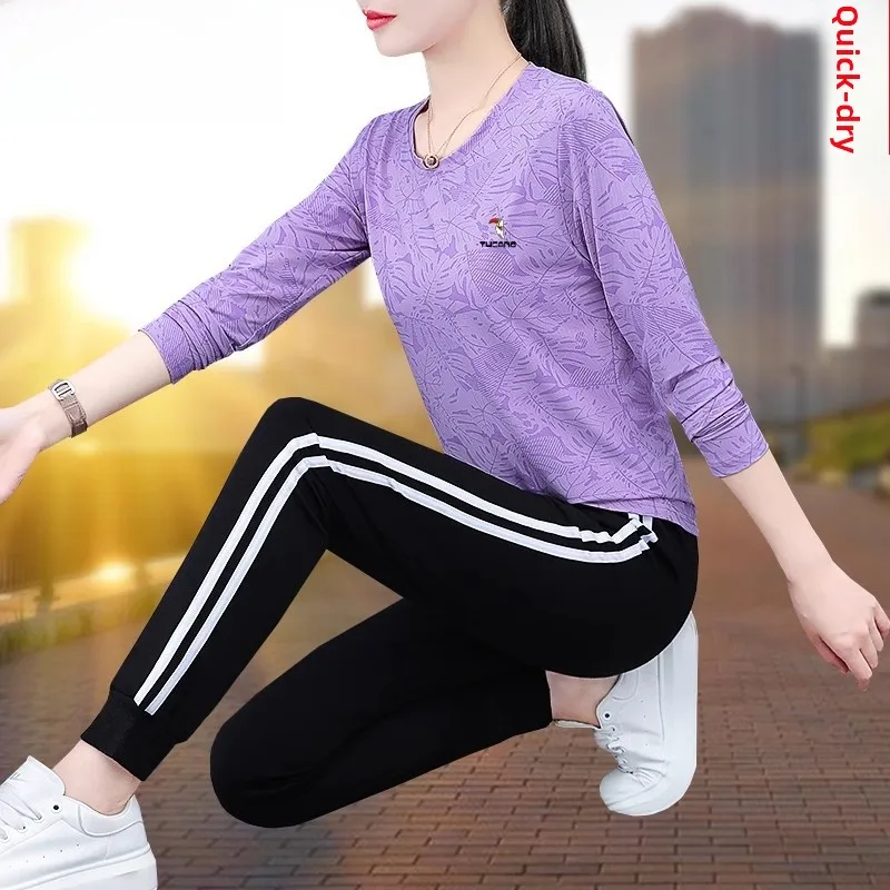 

TUCANO Woodpeer Qui Dry Sports Set Women's Spring Autumn 2023 New Faion Anti Aging Outdoor Running Clothes Breathable T...
