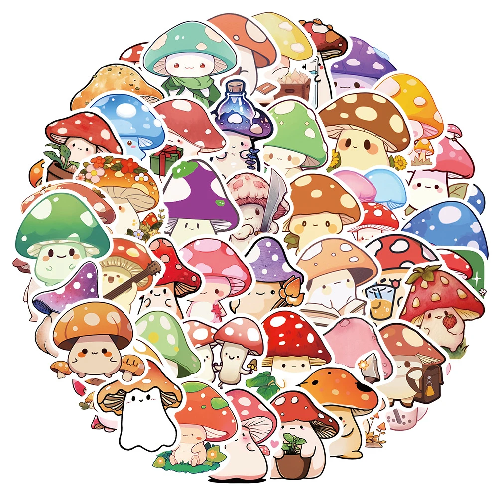 

10/30/50pcs Cute Cartoon Mushroom Graffiti Stickers Decals Notebook Laptop Phone Guitar Fridge Funny Decoration Sticker Kids Toy