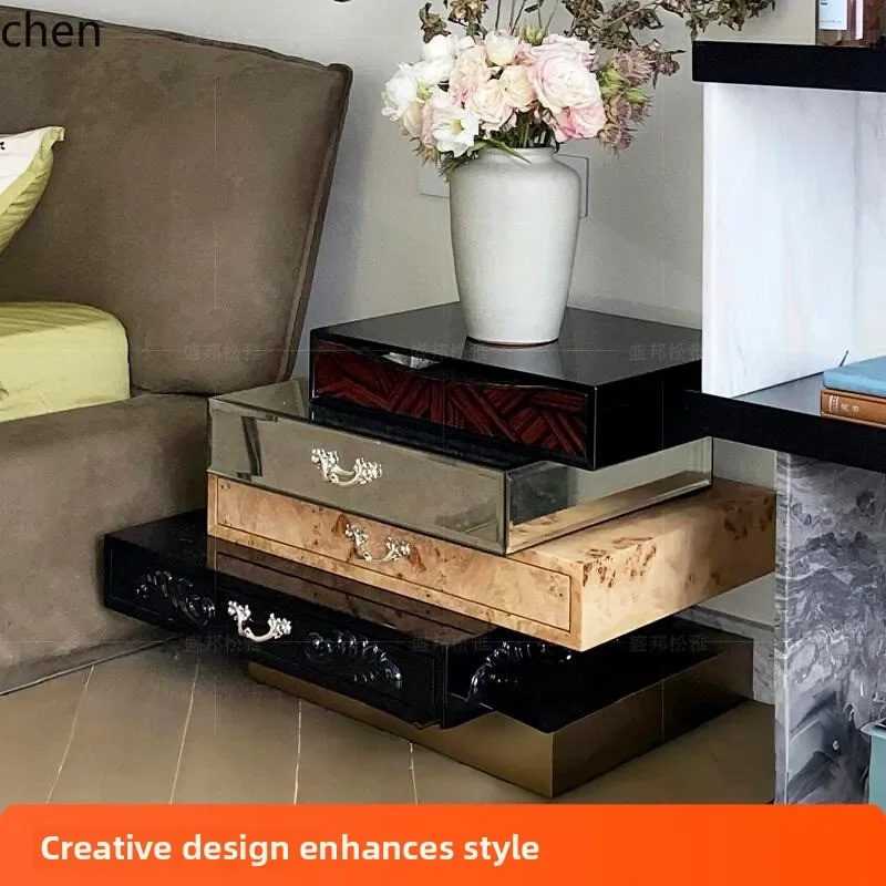 light luxury irregular bedside table storage bedroom modern high-end creative decorative locker