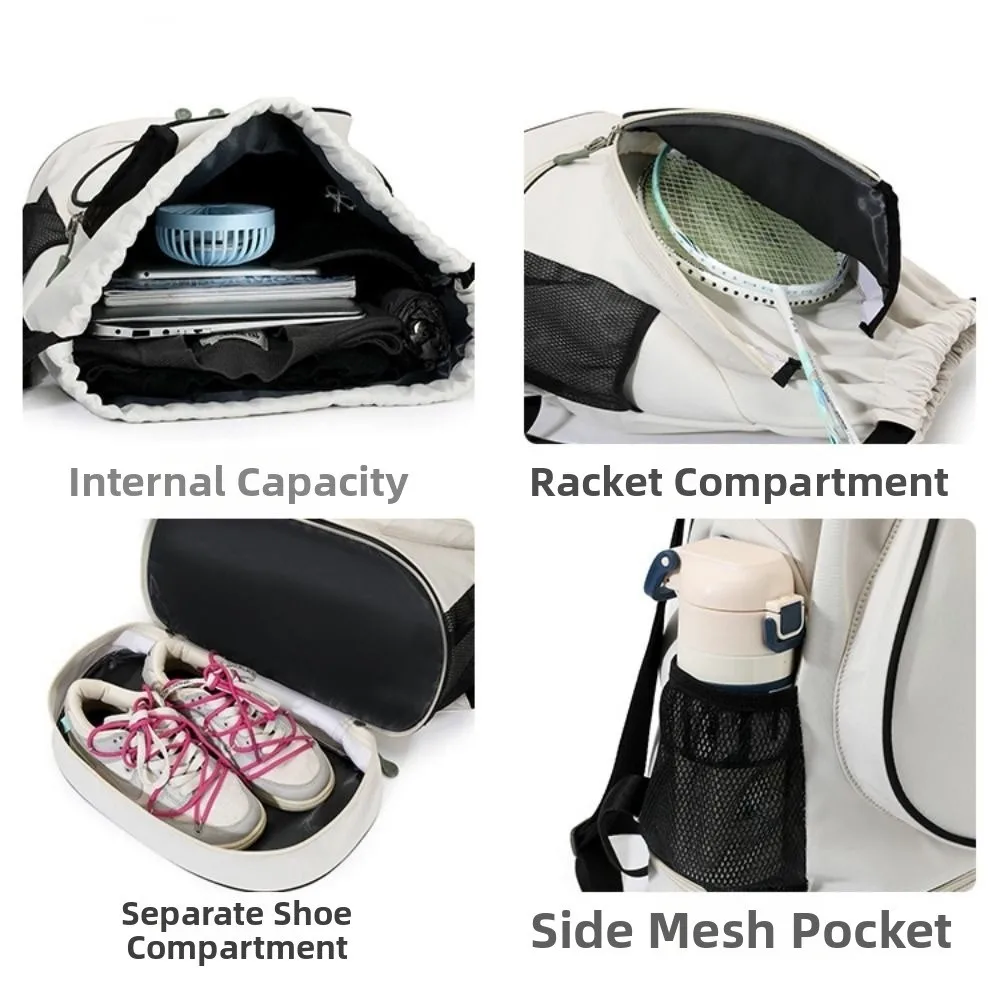New Multifunctional Badminton Racket Backpack Large Capacity Waterproof Pickleball Racket Bag with Shoes Pocket Sports Bag