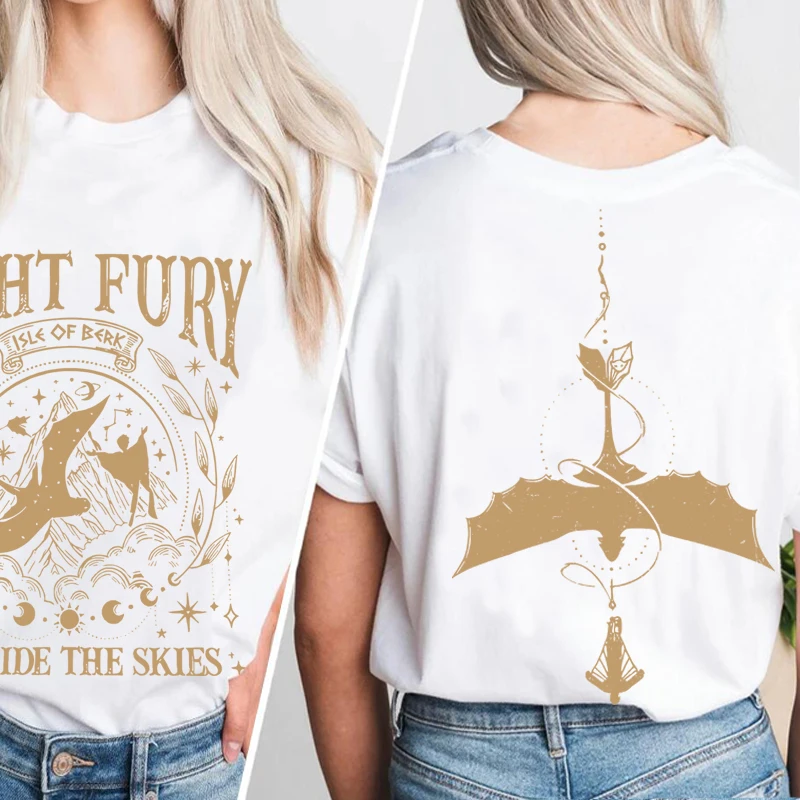 Night Fury Dragon Two-Sided T Shirt How To Train Dragon T-shirt Casual Cotton Short Sleeve Round Neck Tshirt Streetwear Unisex
