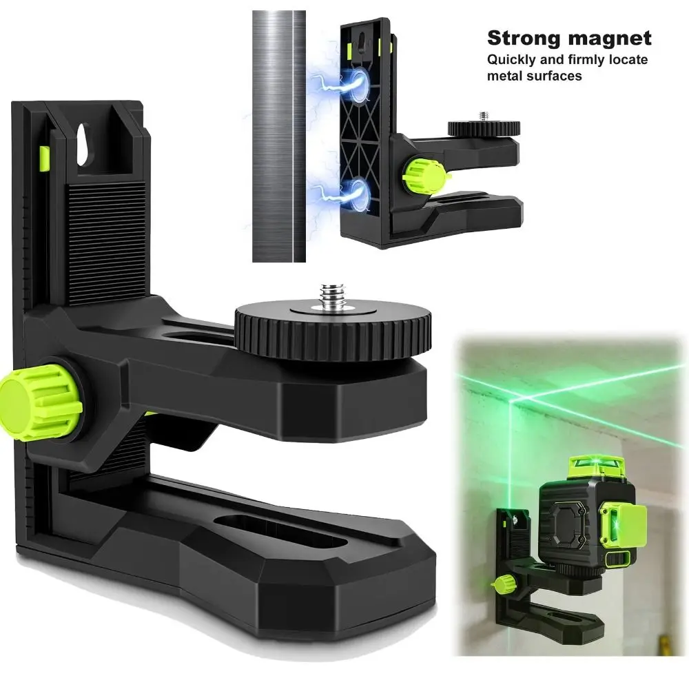 ABS Laser Level Bracket 360° Horizontal Rotation L-Shape Laser Level Tripod Stand Adjustable Clip 1/4''-20 Threaded
