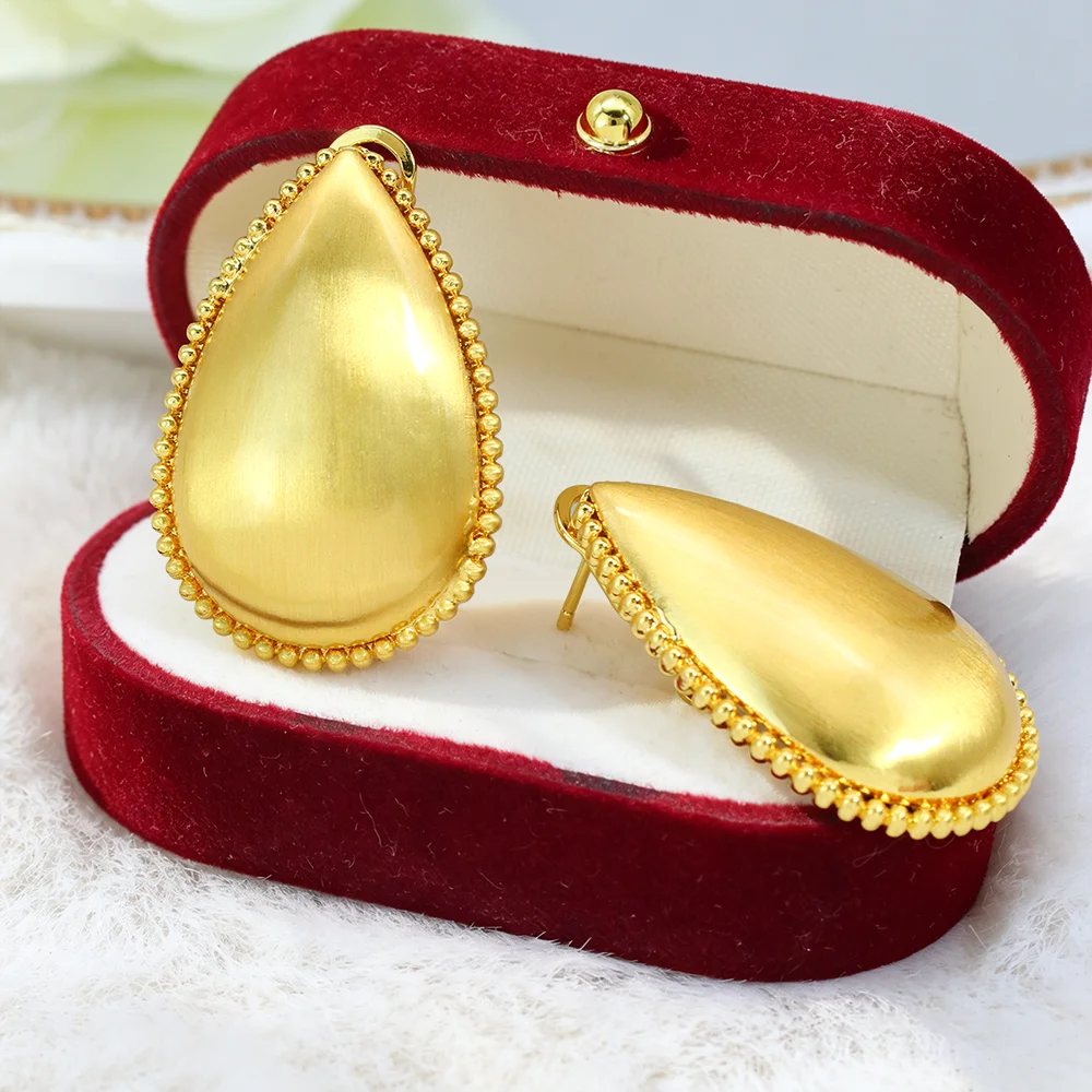 YTJX 18K vergoldete Tropfen-Ohrringe mit Perlenrand, Wassertropfen-Ohrring, afrikanischer Dubai-Ethno-Schmuck für Frauen, Partygeschenk – Detail 4