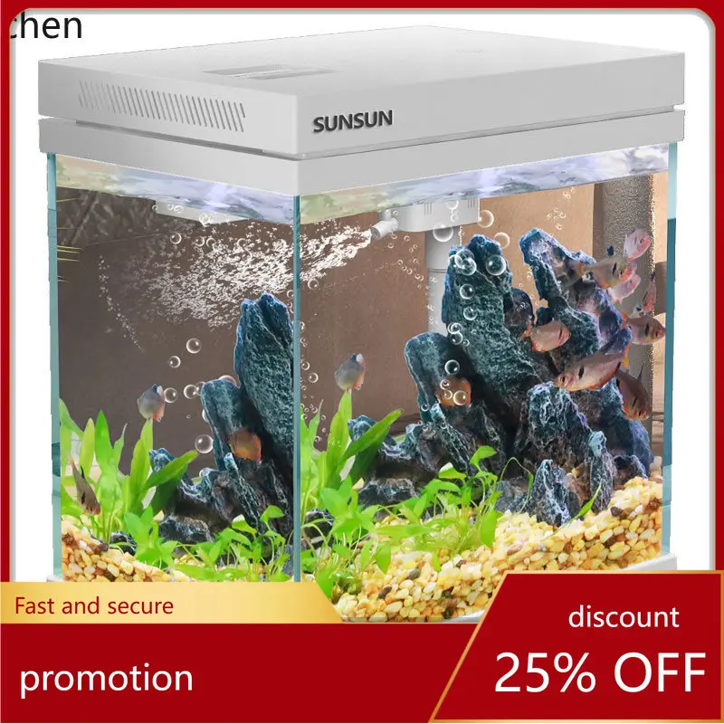 

ZML Ultra White Fish Tank Self Circulating Aquarium Desktop Glass Tank