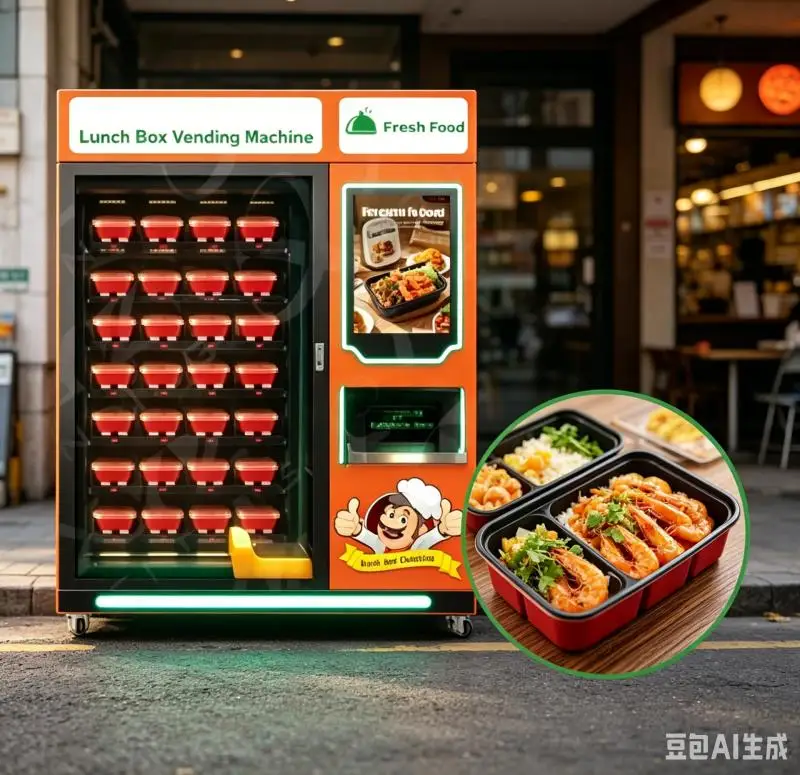 24 Hours Self Service Smart Automatic Hot Food Premade Dishes Lunch Box Vending Machine for Sale Customized