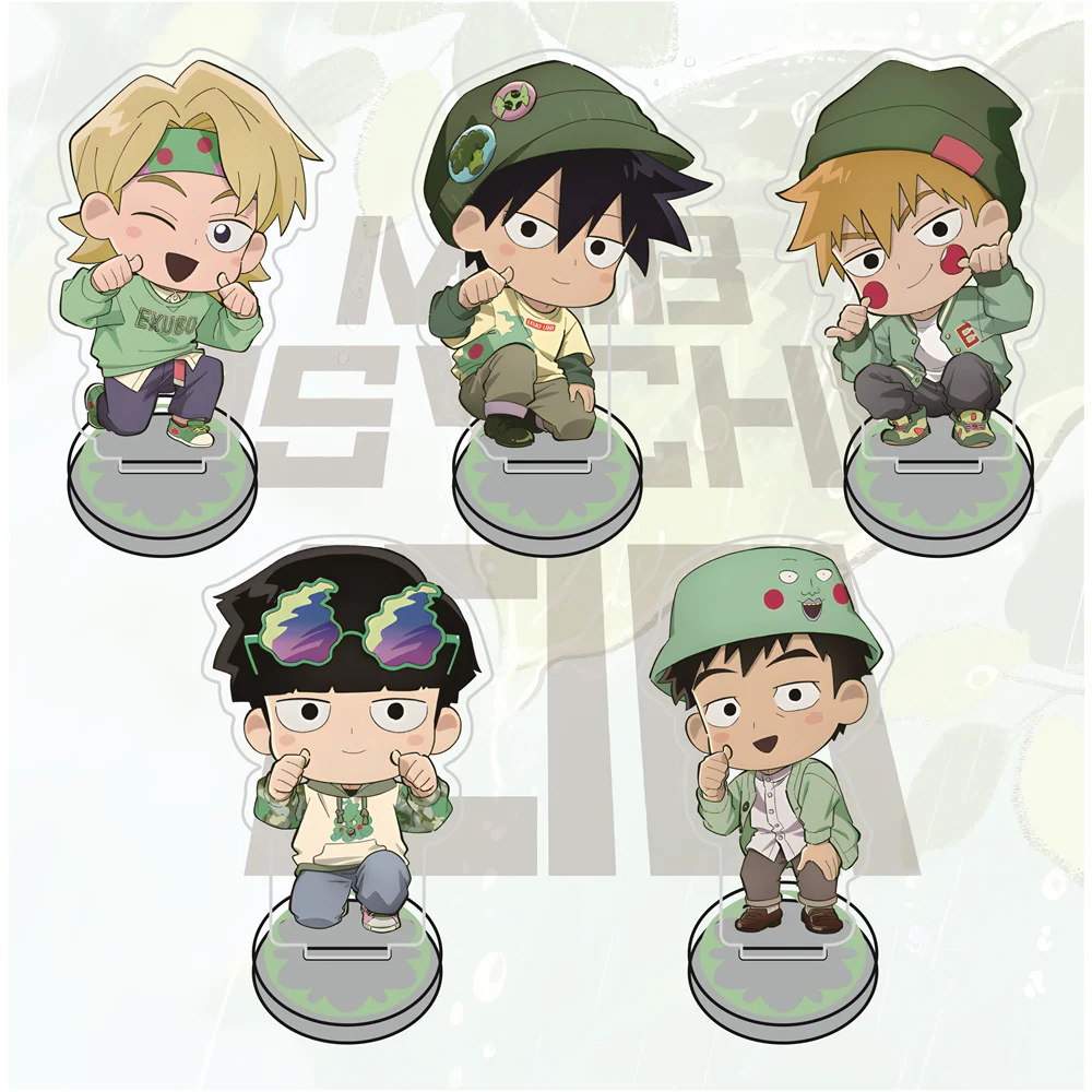 Mob Psycho 100 10cm Casual Green Outfit Themed Acrylic Stand Figures Keychain Anime Collectible Standee Desk Decor Gift for Fans