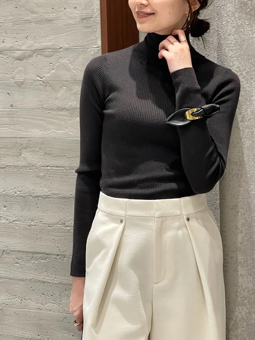 

Bla High Collar Wool Knitted Long Sve Women's Base irt Winter New Sle Slim Fit Inner Wear Commute Sle Pure Color
