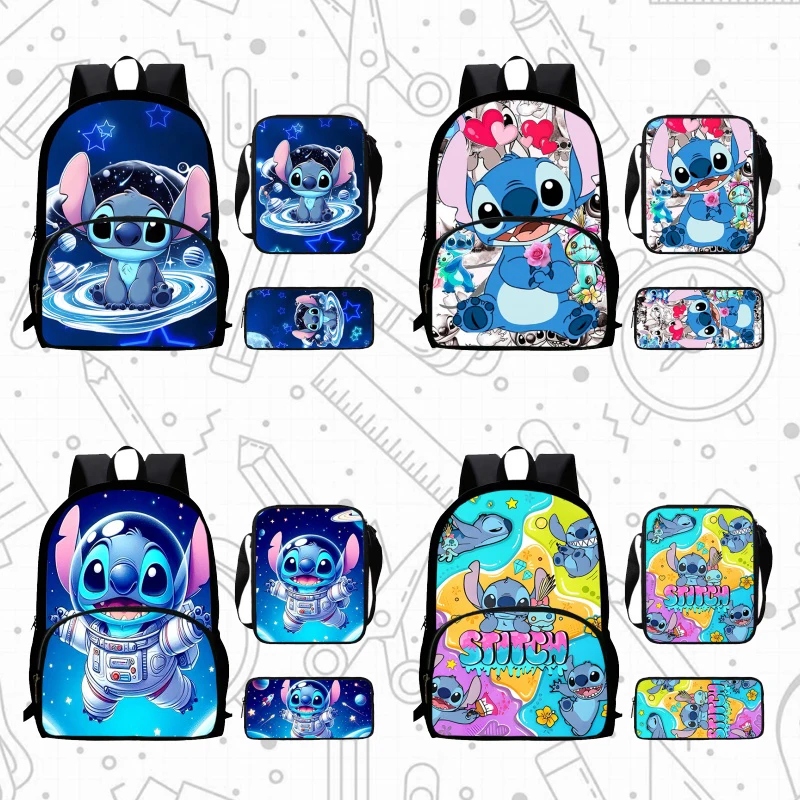 

Child School Backpack with Front Pocket,Shoulder Bags,Pencil Bags for Aged 5-10,Cartoon Stitch School Bags for Boys Girls