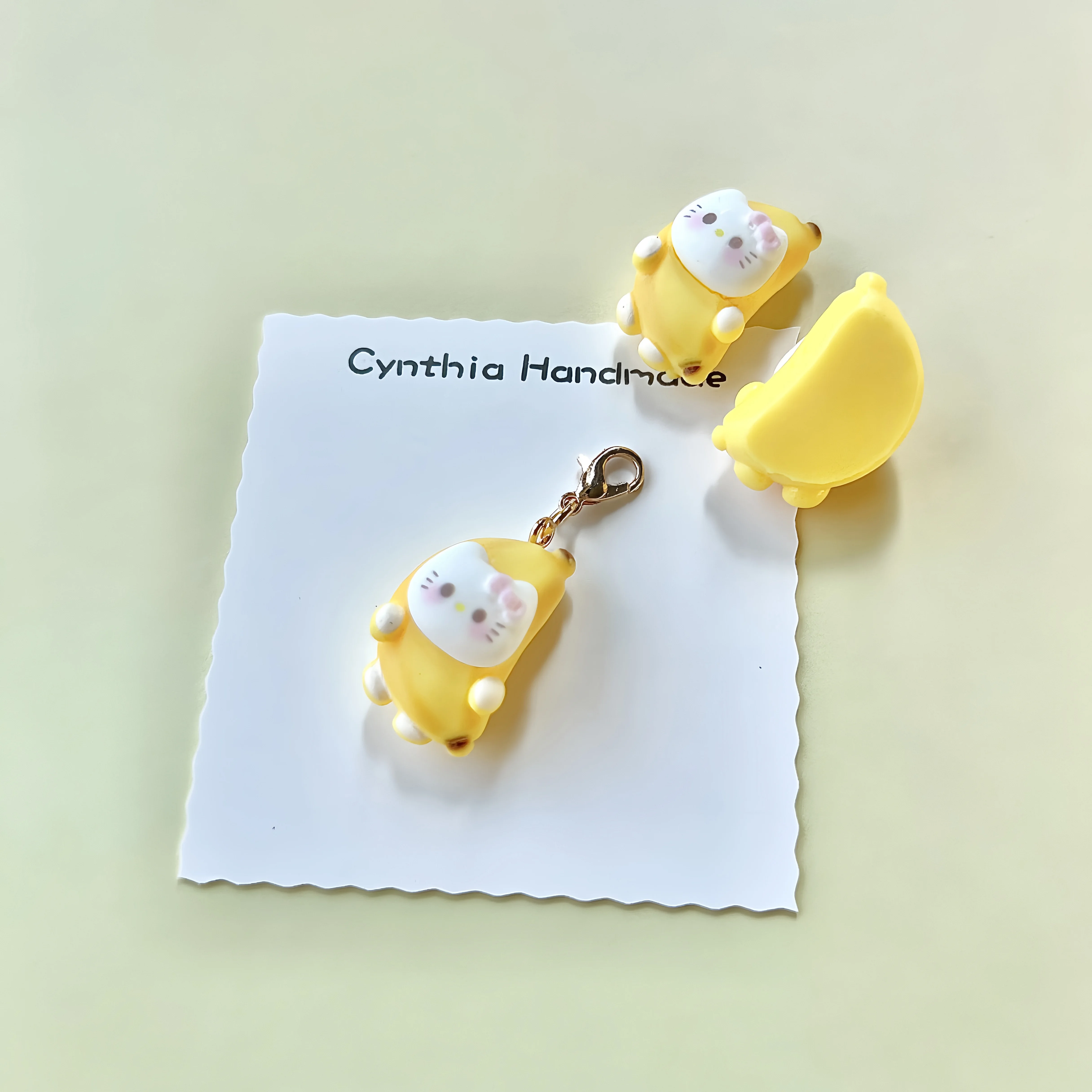 Cute Banana Style Minifood Miniature Charms Handmade Keychain Pendant Key Ring for Bags, Friends Gifts, and Women's Accessories