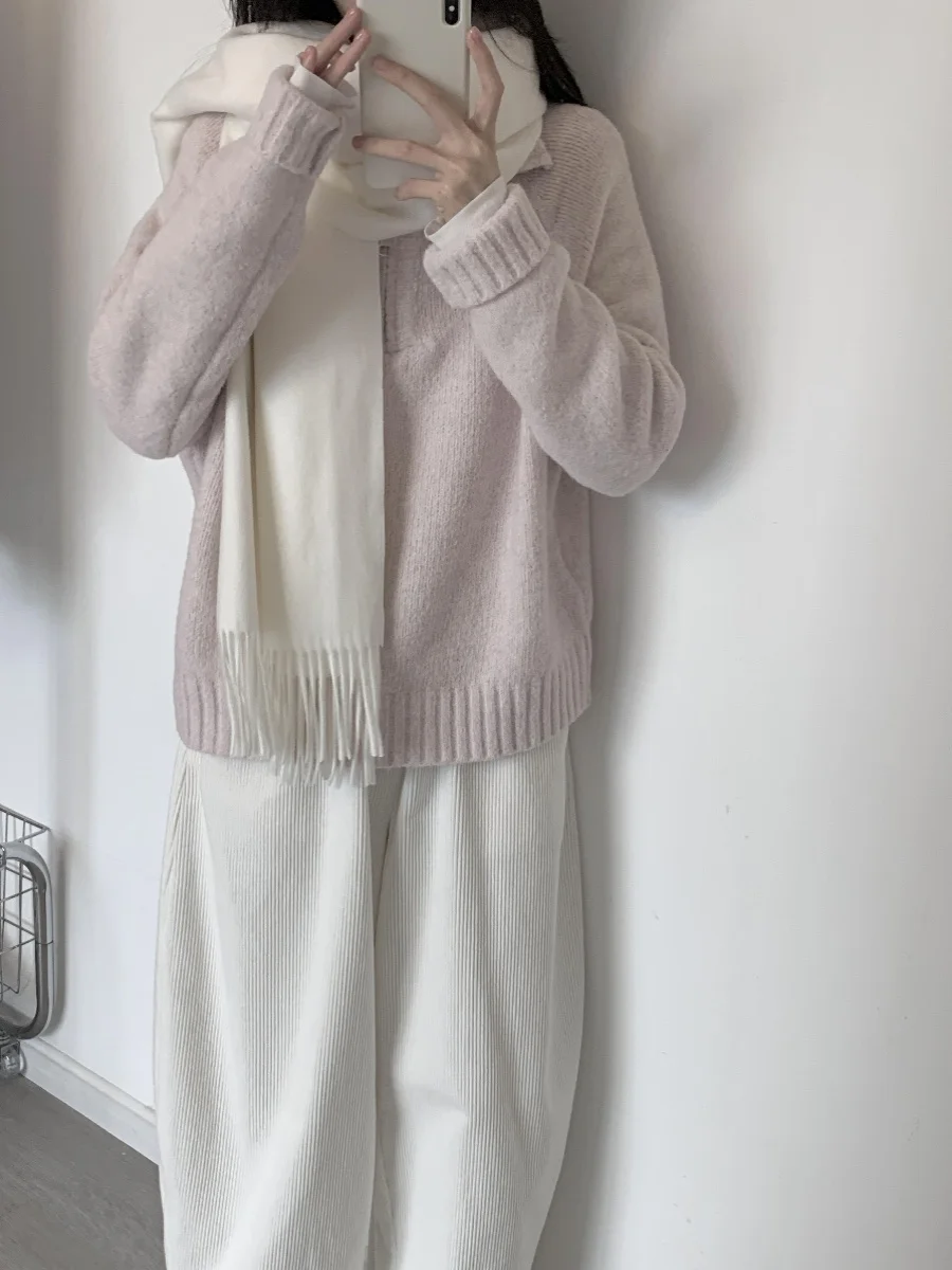 

Свитера Джемперы Пуловеры Женская водолазка Женская льняная асимметричная крой Свободное искусство Западный кашемир Современная мода вперед BF