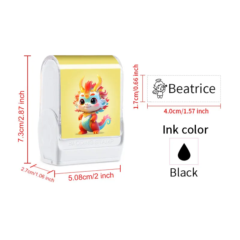 مجموعة طوابع اسم الرسوم المتحركة المخصصة - قابلة لإعادة الاستخدام لملابس الأطفال والحقائب المدرسية، حبر مقاوم للماء، آمنة للنسيج القطني/المشروط #2