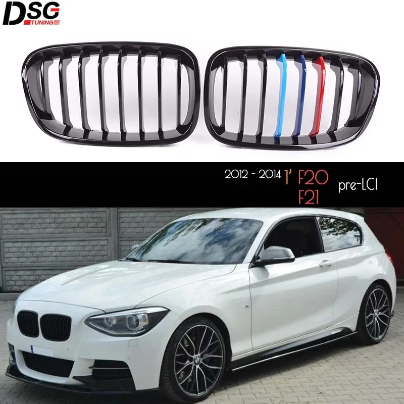 2012 - 2014 F20 Pre-LCI M Tri-color High Quality Abs Styling Car Front Kidney Grill for BMW 1 Series F20 F21 Bumper Grille Mesh