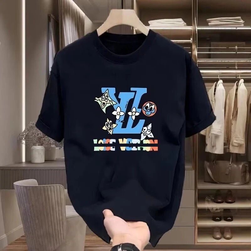 

Pure Cotton Short-sleeved T-shirt Men's and Women's Trendy Brand Printing Summer New Loose American Retro Half-sleeved Top