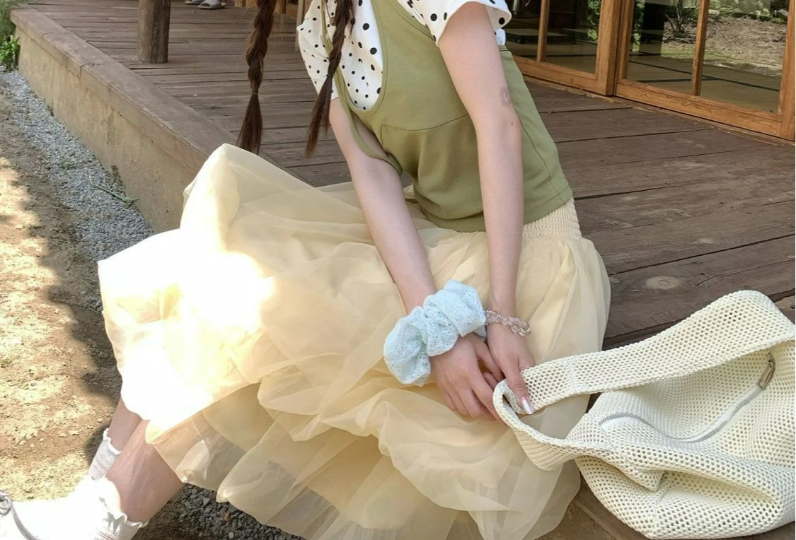 Candy Color Cake Skirt Women's 2026 Summer New Double-layer Three-dimensional Puffy Skirt