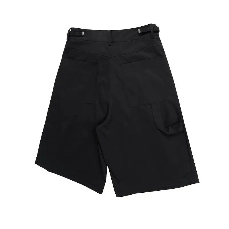 MWJLPWQ Men's Trend Pleated Design Shorts Pocket Decoration Three-Dimensional Cut Wide-Edge American High Street Men Pants 17448