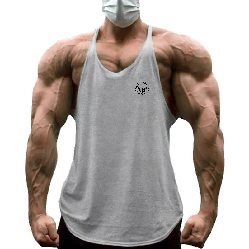 Men's Quick Dry Running Vests Racerback Workout Tank Top Breathable Sleeveless Gym Shirt For Fitness Training Summer