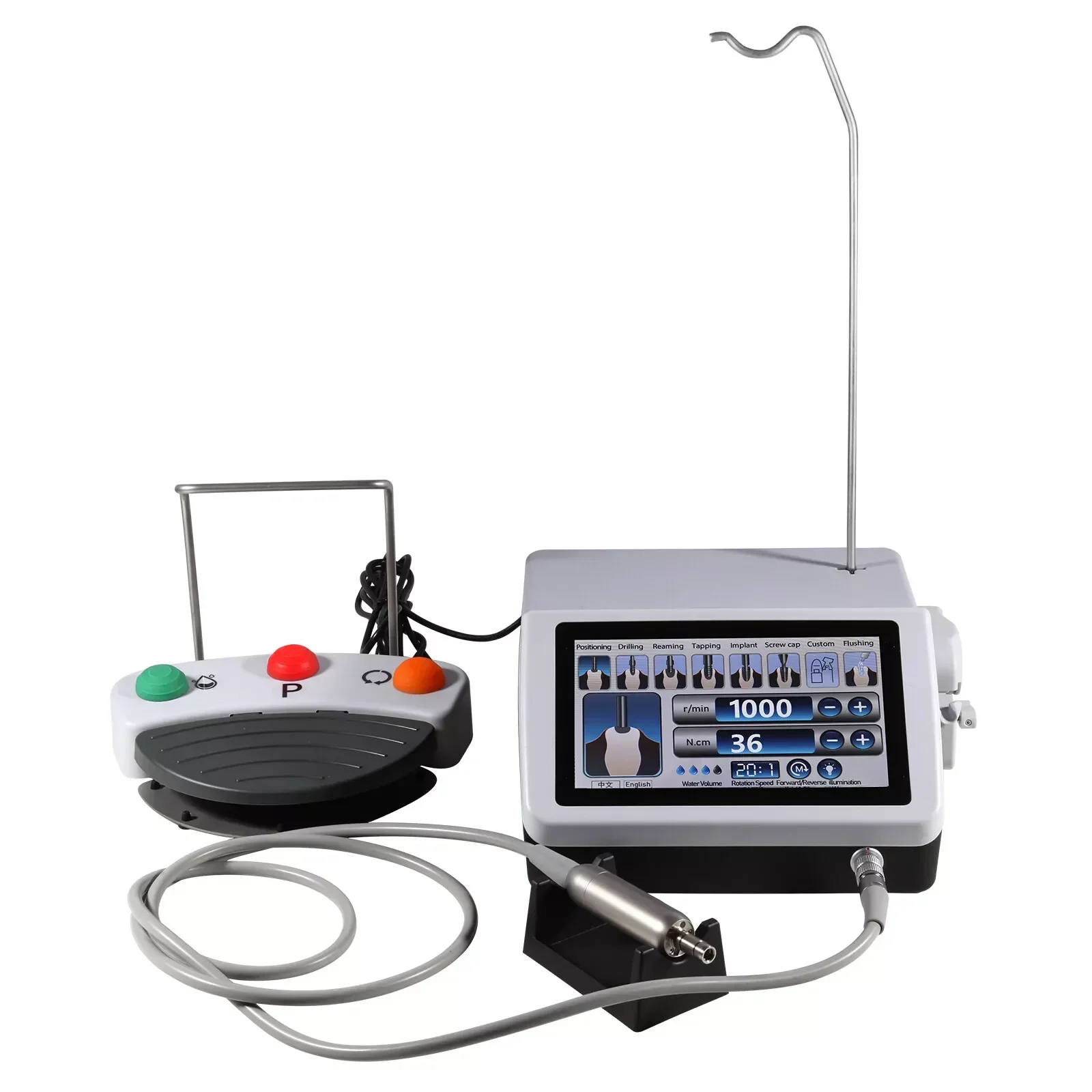 Touch LCD Screen Dental Surgical Implant Motor System + 20:1 Fiber Optic Led Contra Angle Handpiece Fit Nsk/Kavo