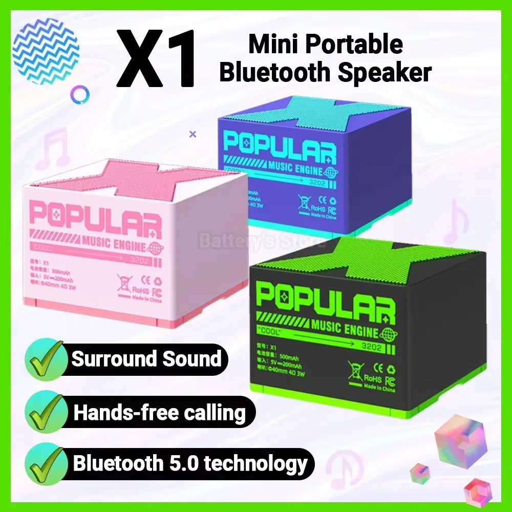 X1 Wireless Bluetooth 5.0 Speakers Mini Audio Portable Speaker USB Rechargeable HIFI Sound Box Player Speaker For Laptop PC