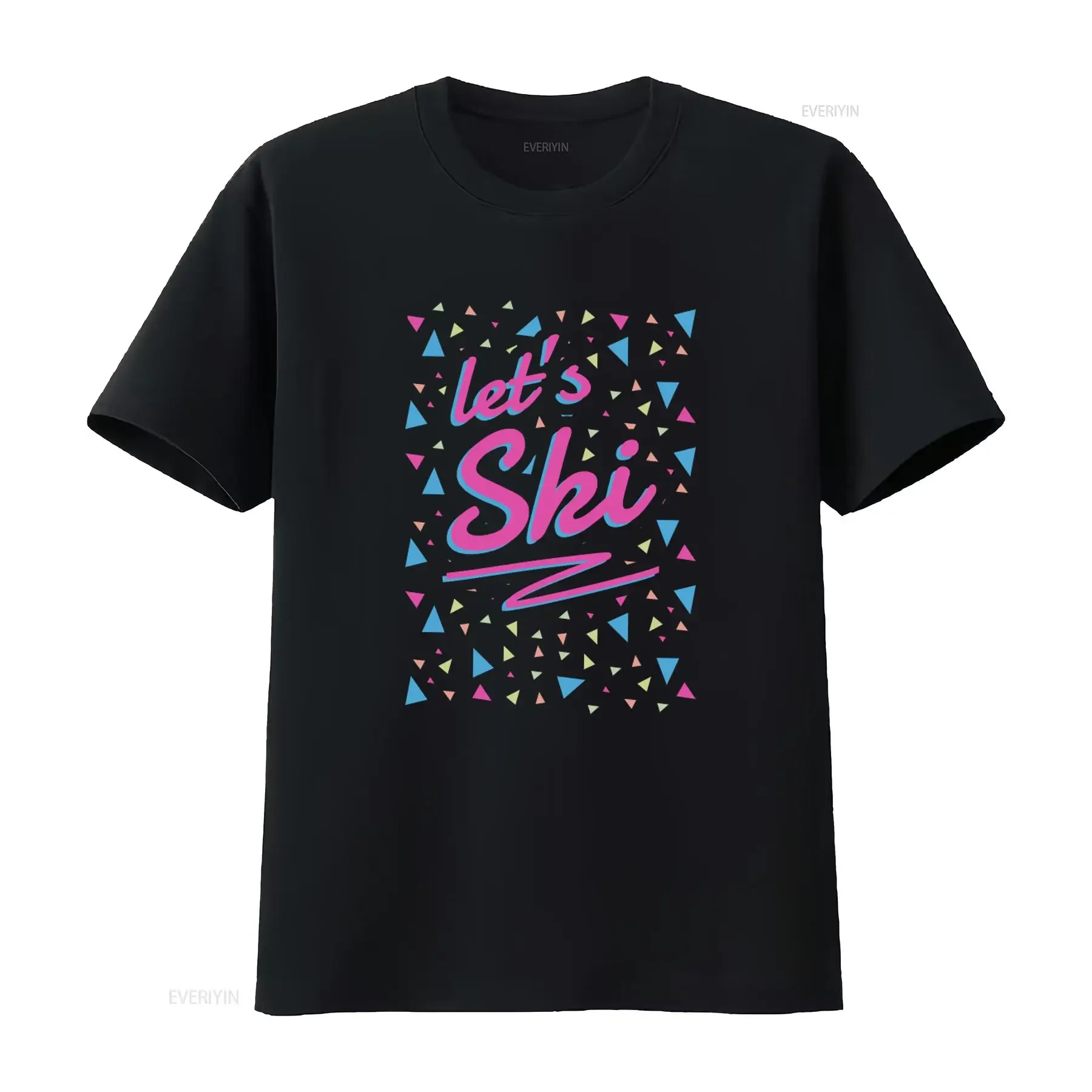Let s Ski Women 80s Style Retro Après Snowboard Slogan T Shirt vintage Washed fashion Top For Everyday Wear Stretched Slightly