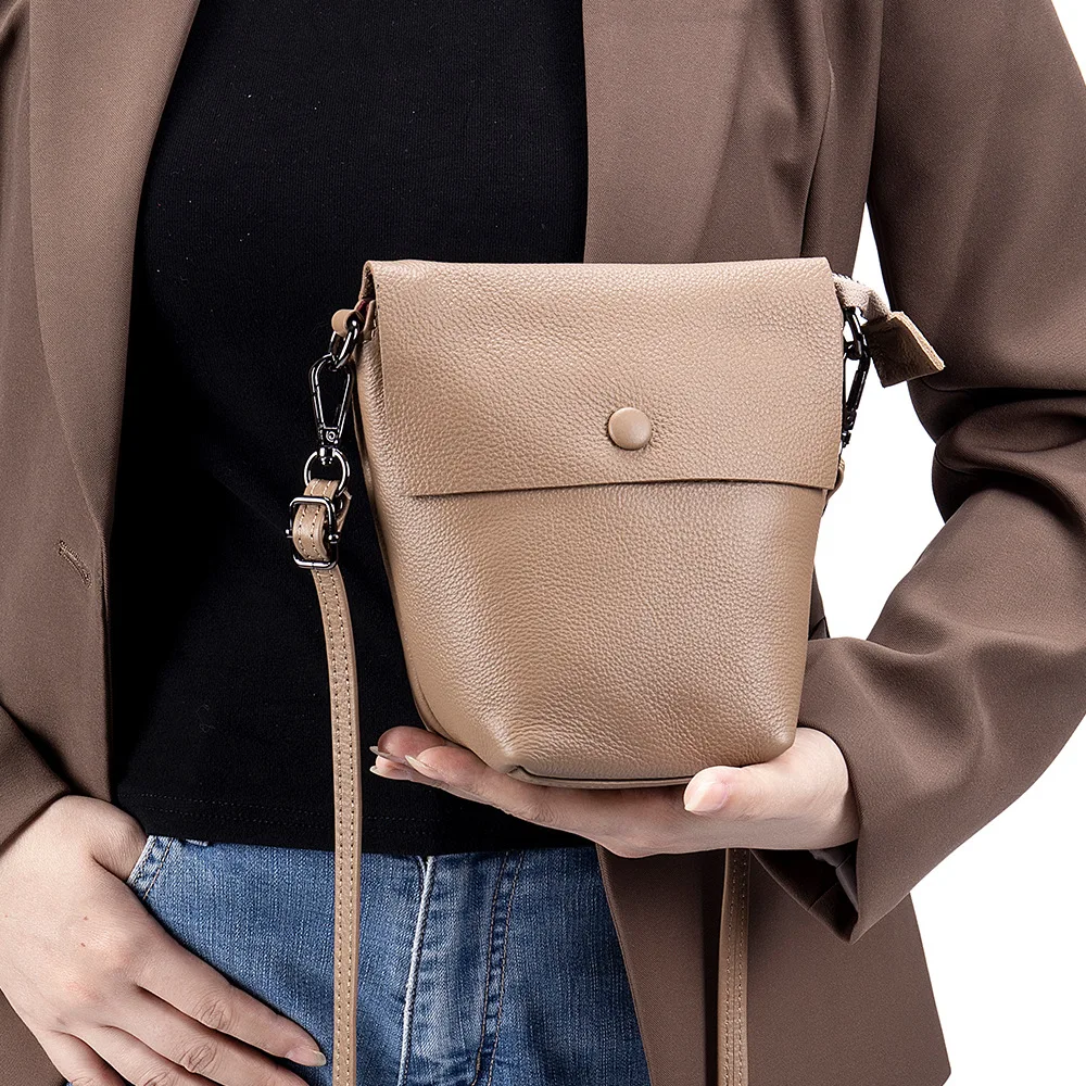 

Small Bucket Soft Real Leather Women Crossbody Handbags & Purses - Premium Sling Crossover Shoulder Bag