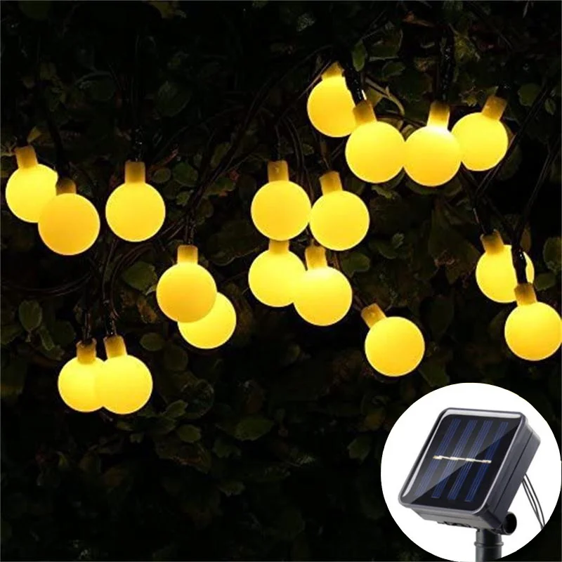 

Solar Outdoor Light String Festoon LED Round Ball Garden Solar Garland Lamp for Wedding Party Camping Balcony Holiday Decoration