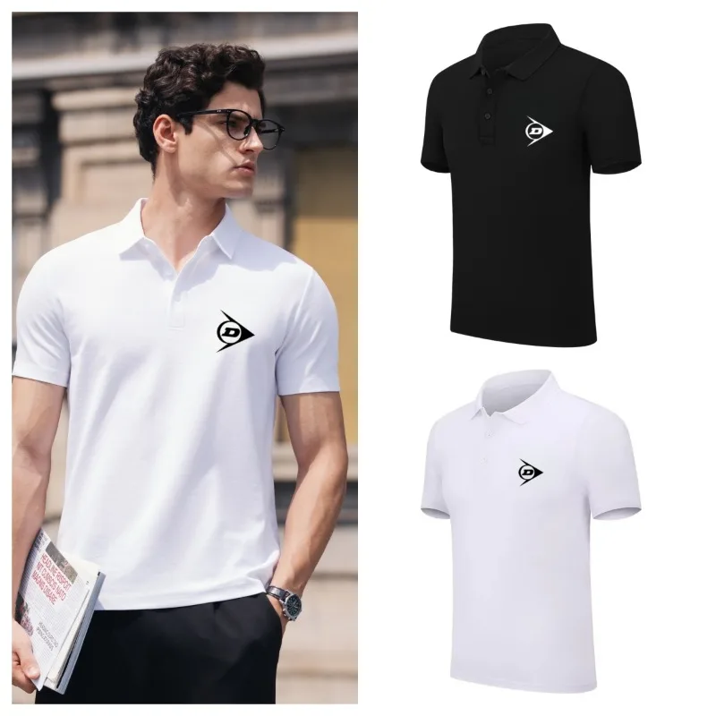 

High End Business Men's Summer Short Sleeved T-shirt Breathable Quick Drying Men's Lapel Polo Shirt Solid Color Simple Casual