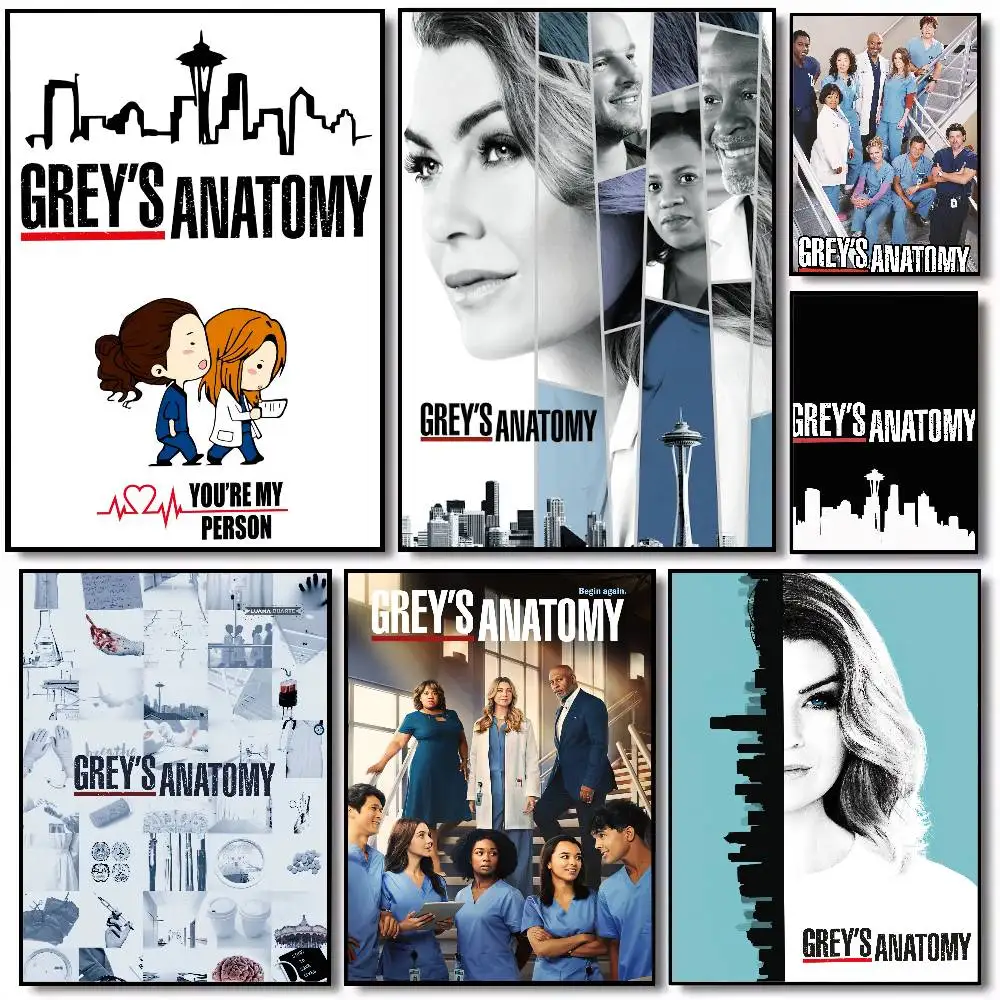Klassische TV-Show Grays Anatomy Poster Gallery Prints Selbstklebende Heimdekoration Dekoration Wandtattoos Wohnzimmer Aufkleber