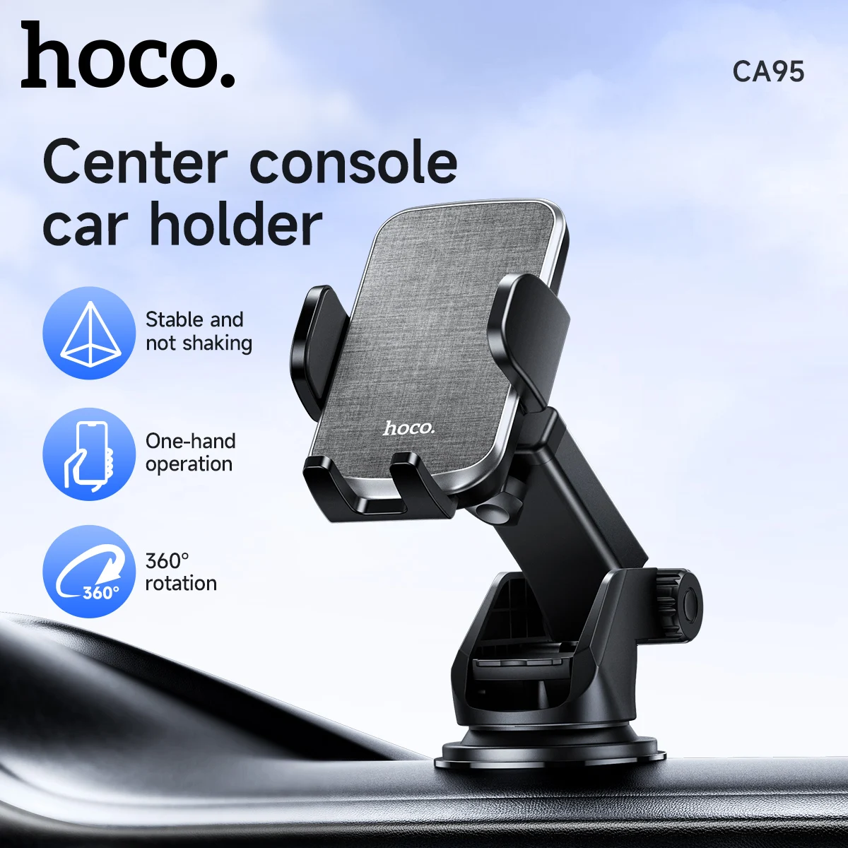 

HOCO CA95 Car Holder Push-Type Telescopic Suction Cup Stable Mobile Phone Support for Cars