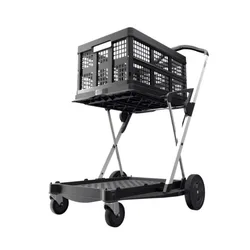 Collapsible Utility Trolley Porrtable Grocery Cart Aluminum Shopping Cart Folding Cart with Basket