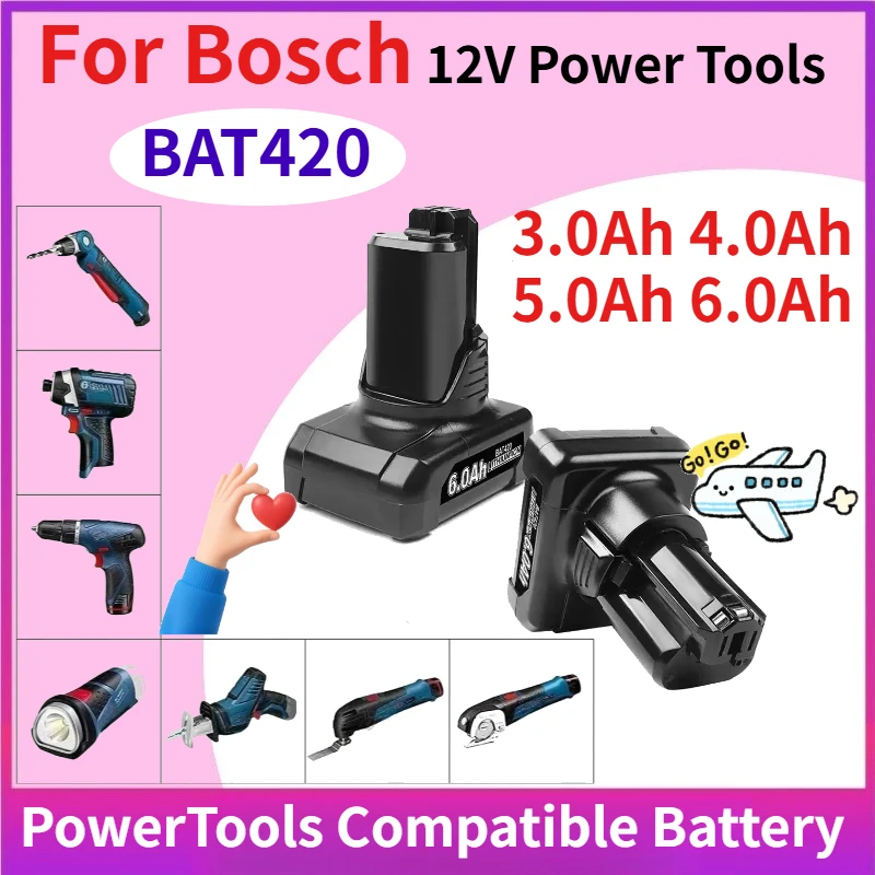 

Аккумулятор литиевый перезаряжаемый 12В 3.0Ач 4.0Ач 5.0Ач 6.0Ач для электроотверток Bosch 12В BAT420, электрических гайковертов и электроинструментов