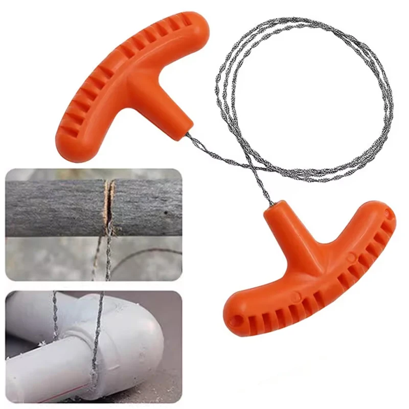 High-quality Multi-purpose Mini Pocket Wire Saw Stainless Steel Wire Saw Orange Outdoor Camping Emergency Survival Gear Tools