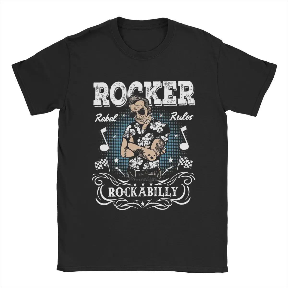 Vintage Men Rockabilly Style Vintage Rockers Retro Bikers Shirt Merch Rock and Roll Motor Pure Cotton Tops T-shirt Tee Shirt