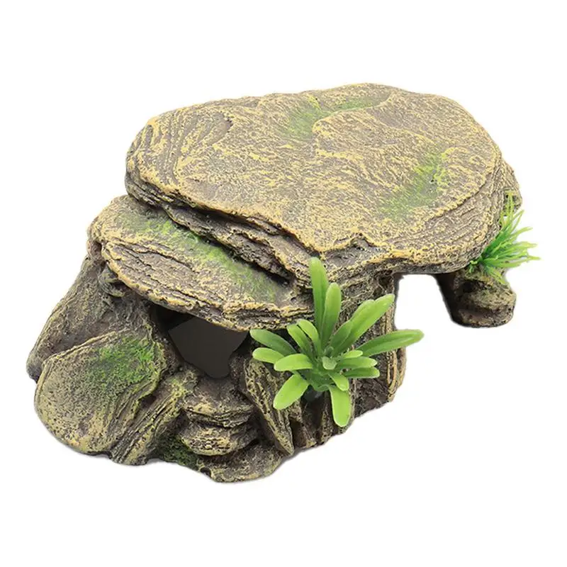 New Reptile Cave Turtle Bask Back Caves Platform Case Decoration Landscape Resin Habitat Hide Rock For Lizard Snake