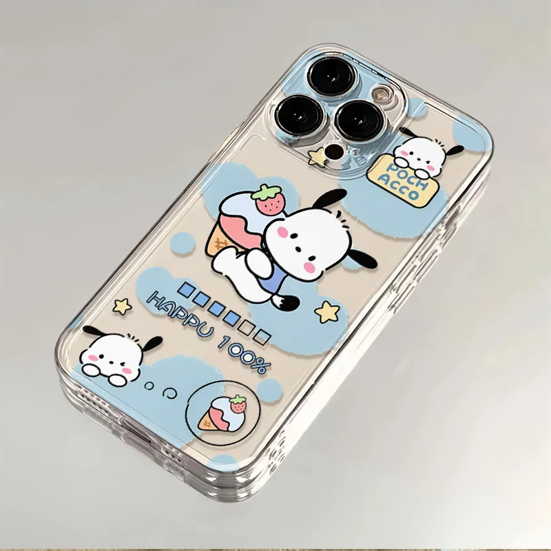 Interesting Sanrio Holding Ice Cream Pacha Dog Suitable For iPhone Case 16 15 14 13 12 11 Pro Max X XR XS 7 8 Plus Cartoon Cover