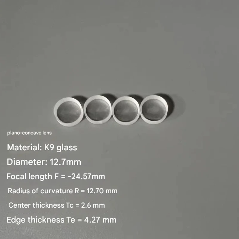 K9 Plano-concave Lens Diameter 12.7mm Focal Length 24.57mm Optical Glass BK7 Concave Beam Expander lenses