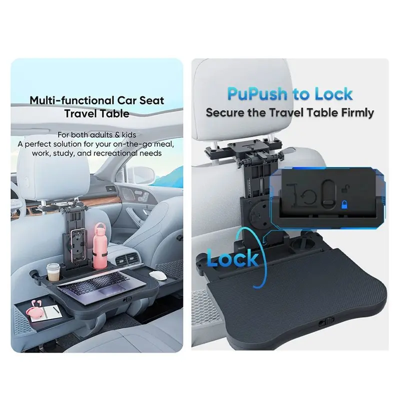 A65P-Expandable Car Backseat Desk With Non-Slip Pad & Device Holder Back Seat Tray For Laptop Dining view 4