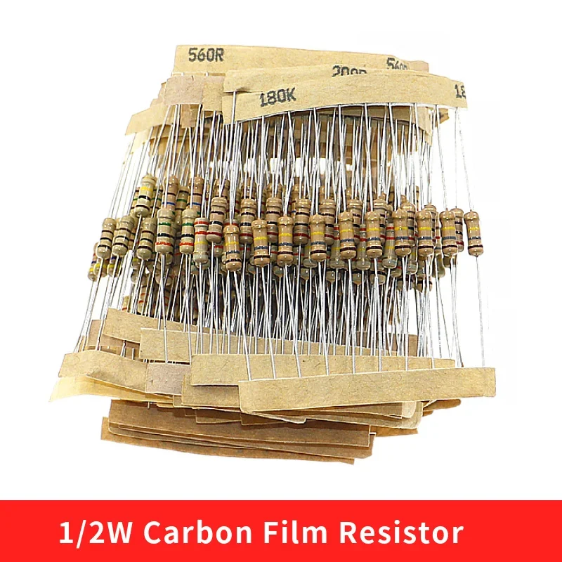 300pcs 30Value 1/2W 0.5W 1ohm-3M  5% Carbon Film Resistor Assorted Kit