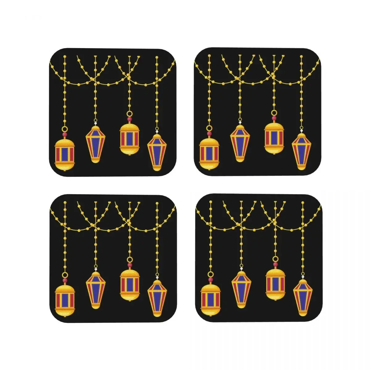 Ramadan Kareem Coasters Coffee Mats Set of 4 Placemats Mug Tableware Decoration & Accessories Pads for Home Kitchen Dining Bar