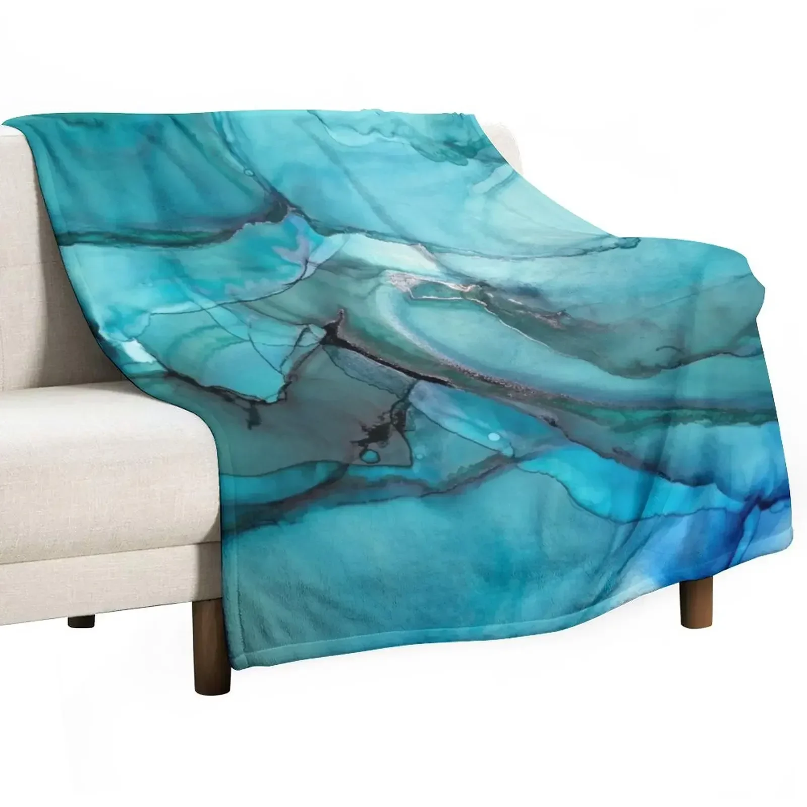 

Layers of Turquoise Throw Blanket Sofa Quilt Furry Thins Plaid on the sofa Blankets