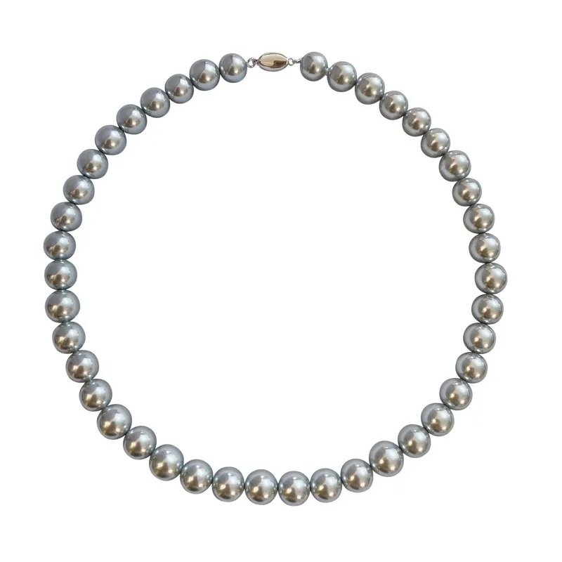 

Застежка из стерлингового серебра 925 пробы, ожерелье из натурального серого льняного жемчуга, сильный блеск, натуральный австралийский перламутр, на ключицу.