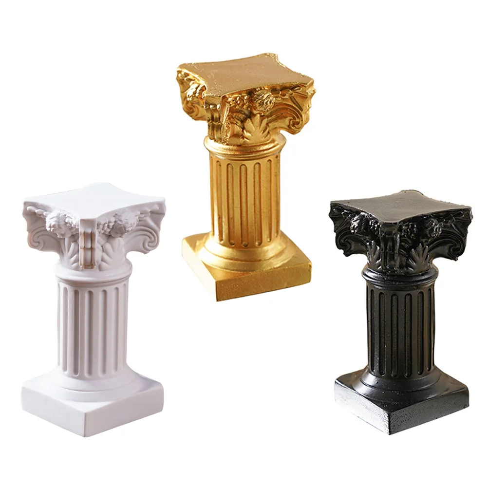 

3pcs Resin Statue Home Decor Roman Column Candlestick Pillar Decoration Classic Vintage Style Practical Durable
