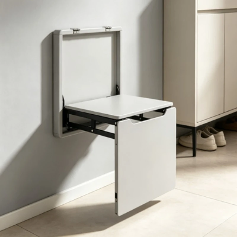 Wall Mounted Hidden Folding Shoe Bench Multifunctional Ultra Thin Entryway Fold Down Seat for Home Hallway