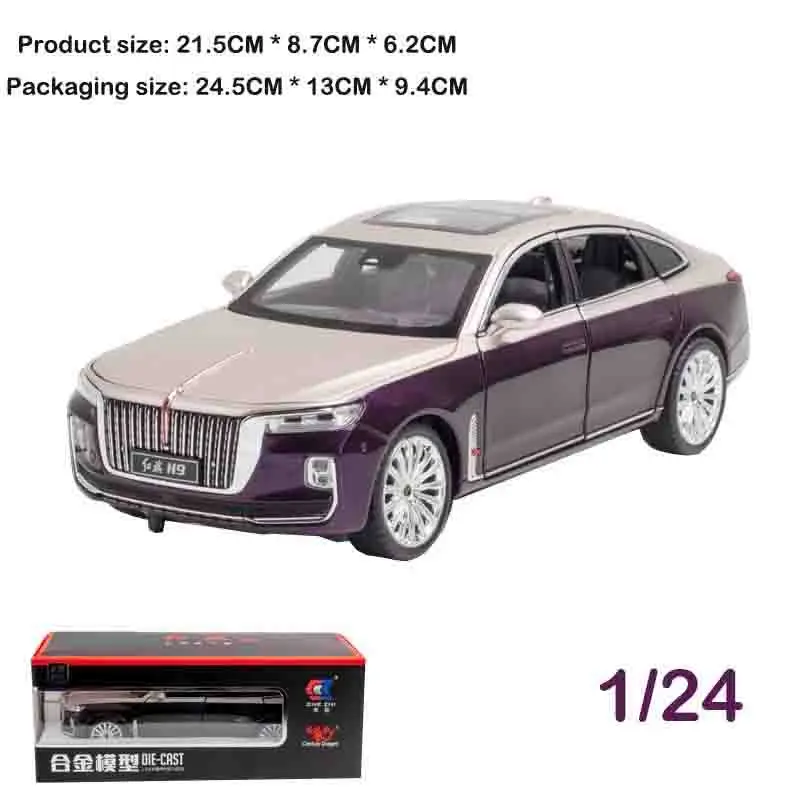 

1:24 HONG QI H9 из сплава, модель роскошного автомобиля, литая под давлением, металлические игрушечные транспортные средства, модель автомобиля, имитация звука и света, коллекция, детские подарки