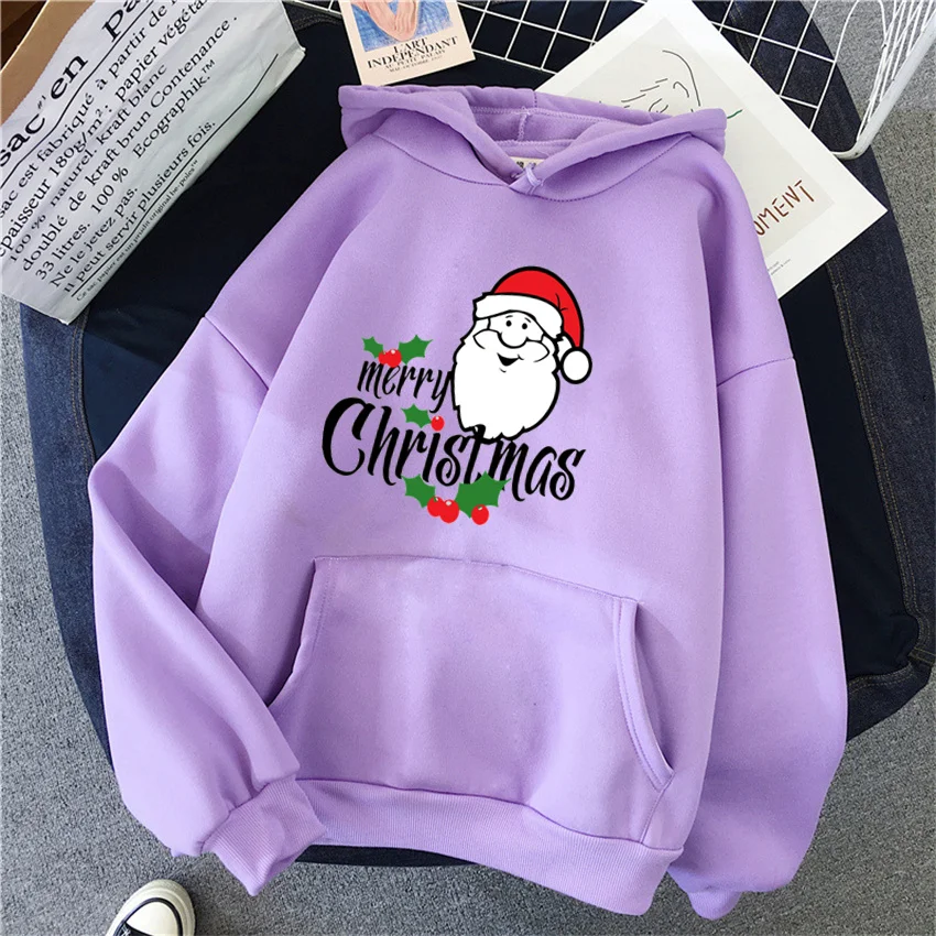 Fashion Womens Hoodie Santa Claus Printed Funny Hoodies Women Streetwear Pullover Harajuku Sweatshirt Oversized Clothes Unisex