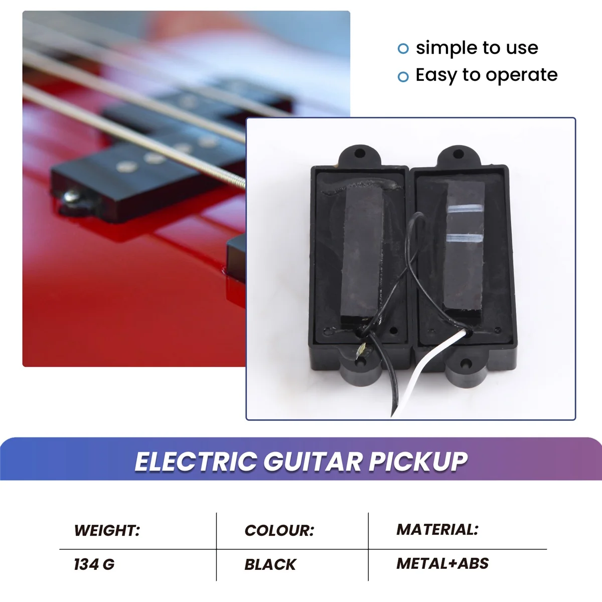 SMIEA Electric Guitar Pickup Wire Harness PB Bass 4-String Electric Guitar Neck and Bridge Pickups Set