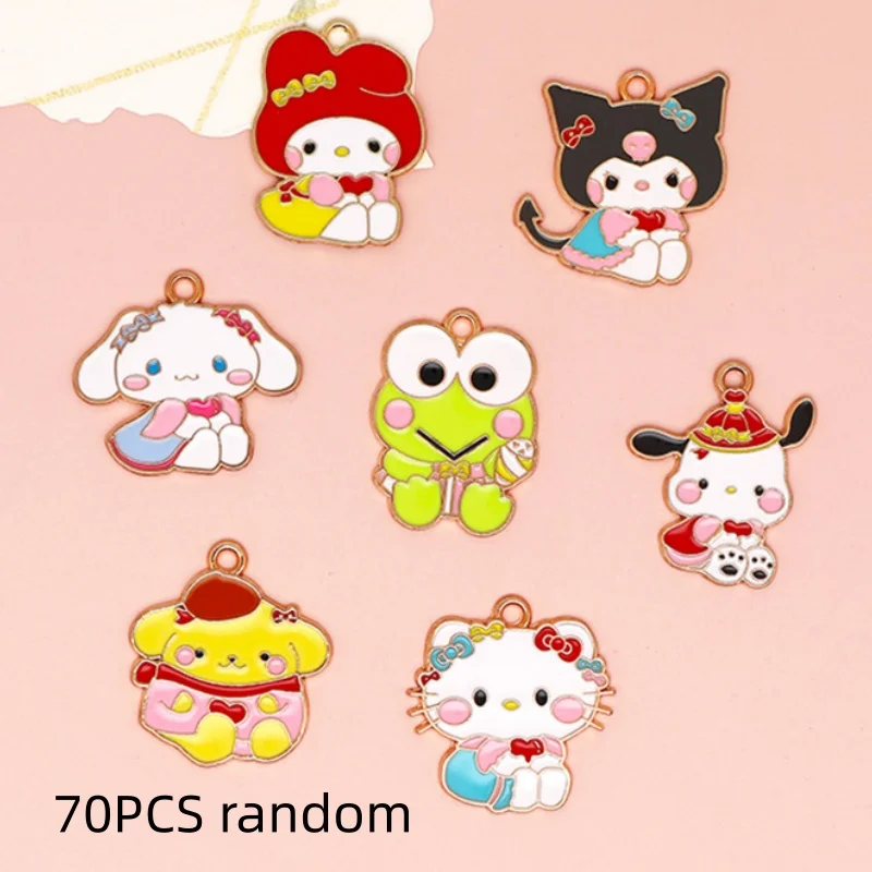 14/70 قطعة من الأقراط الكرتونية الثلاثية، أقراط زيت كورومي كاتي كات بالتنقيط، إكسسوارات ذاتية الصنع، أقراط على شكل حيوانات، المعلقات #6