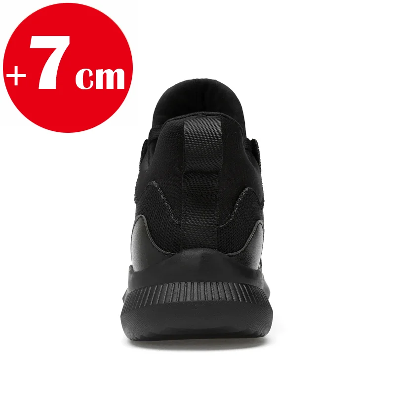 Zapatos de talla grande para hombre con aumento de altura, zapatos negros con elevador de altura de 7 cm, zapatos casuales de malla transpirable, zapatos para caminar