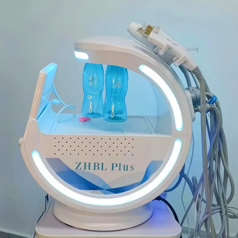 Picture 5: New 7 In 1 Smart Facial Cleansing Skin Analyze Deep Pore Vacuum Hydra Lift Anti-aging Beauty Machine Ice Blue