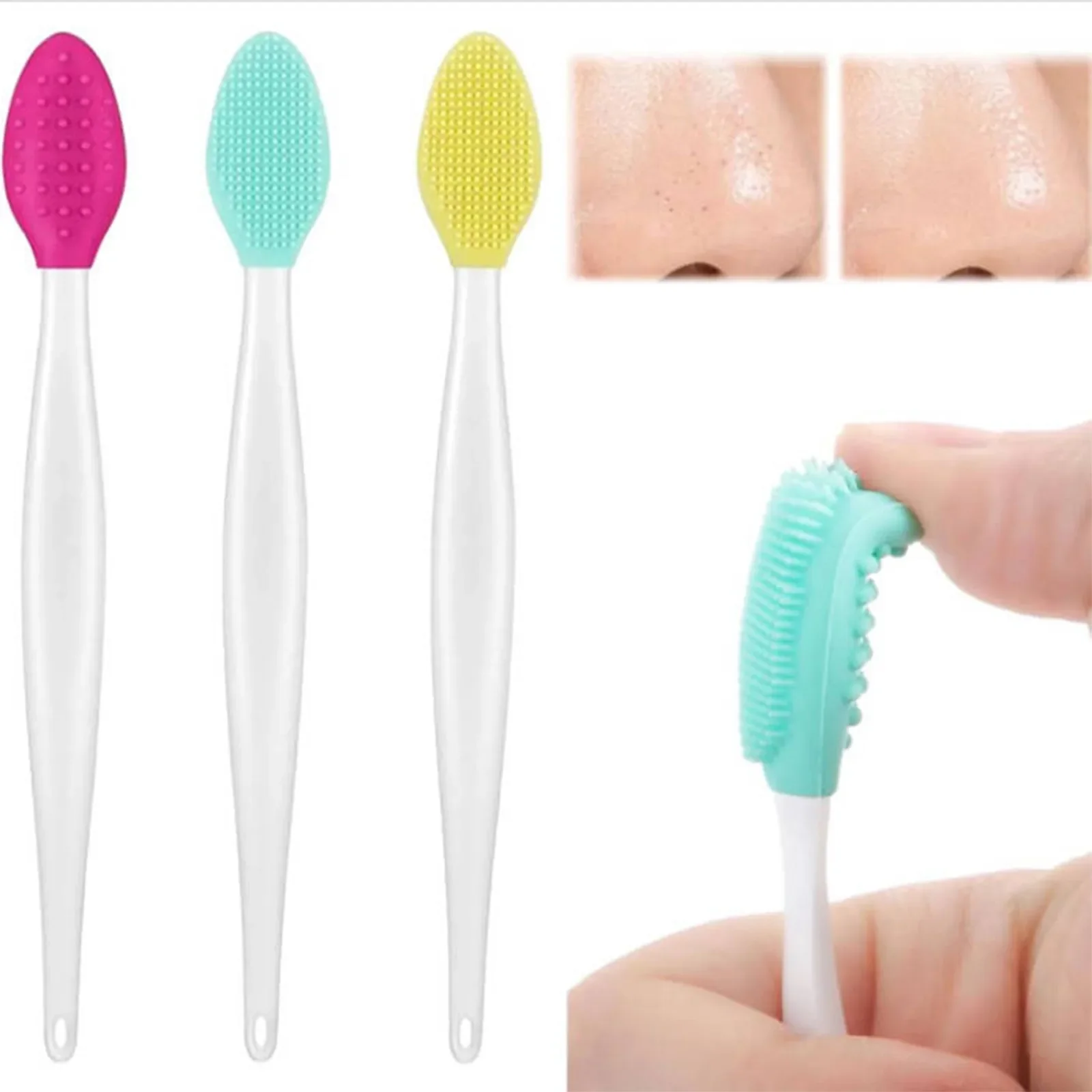 فرشاة الأنف على الوجهين، فرشاة الوجه، عصا تنظيف الوجه، فرشاة مكياج ناعمة لإزالة شحم الرؤوس السوداء، قابلة لإعادة الاستخدام #5