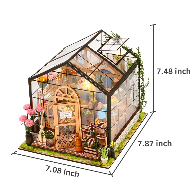 Kits de construcción ensamblados de jardín de Kathy 3D creativo, modelo con luces, rompecabezas de madera, decoración de escritorio, juguetes, regalos para niños y niñas